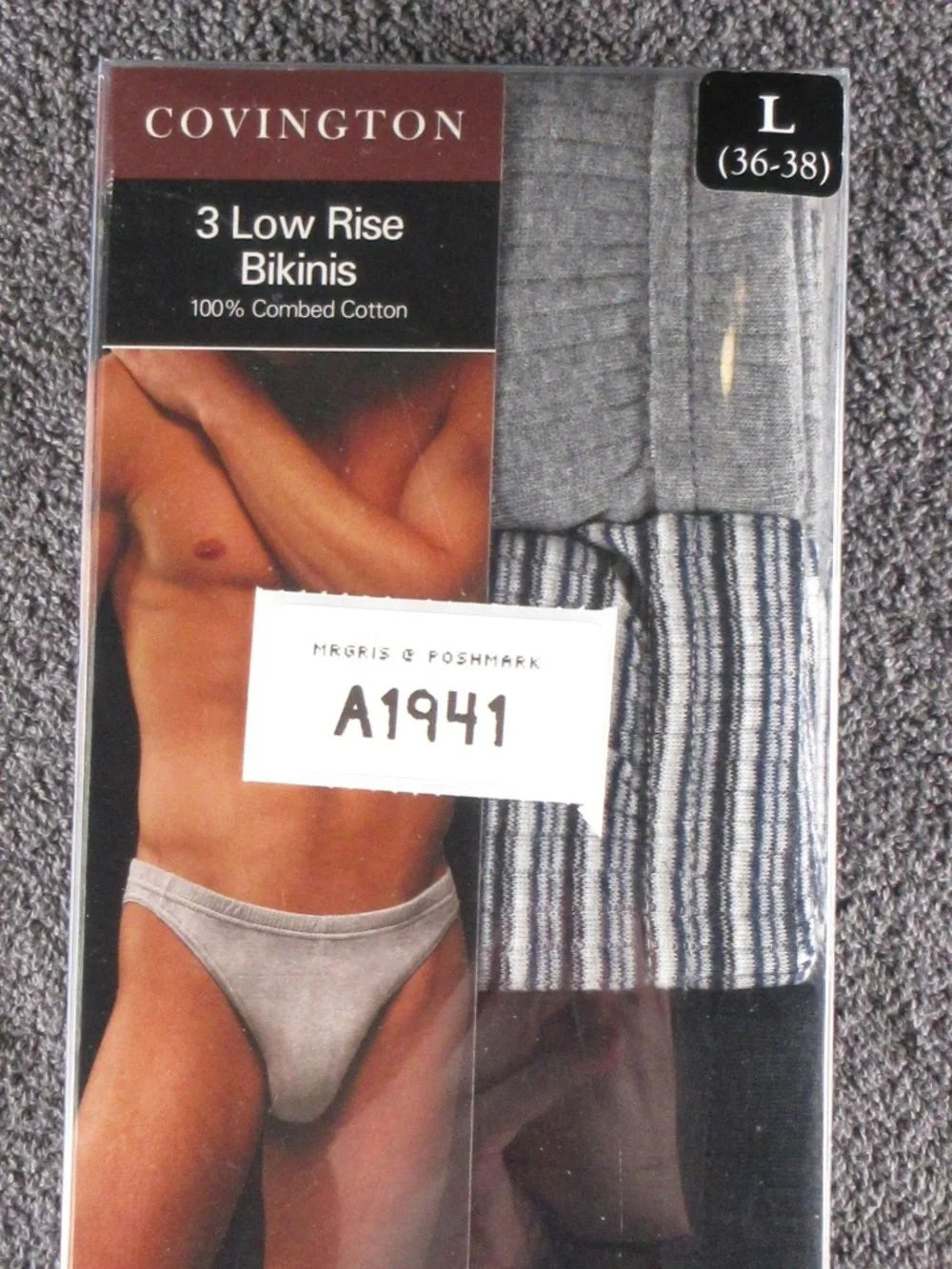 RARE 3-pack vintage men's ribbed bikini briefs by Covington